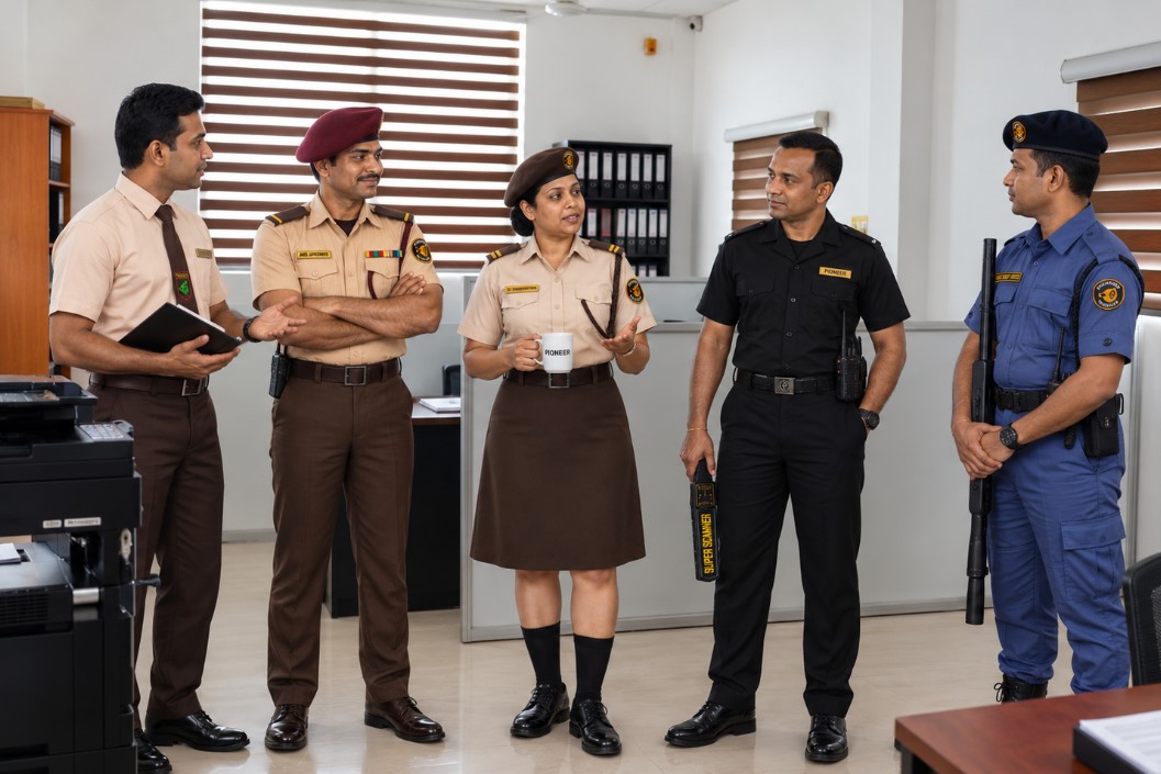 Pioneer Security Services management and security officers in a training session
